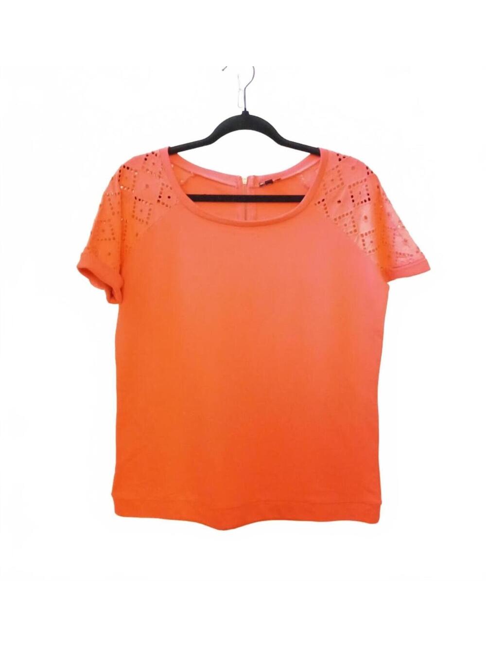Hannah Orange Short Sleeve Top with Eyelet Detail Size S